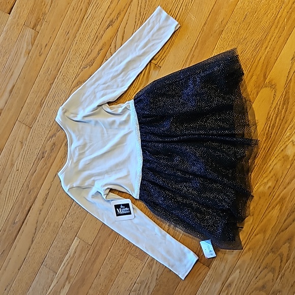 NWT Disney Minnie Mouse Girl's Long-Sleeve Black Gold Sparkles Tutu Dress Sz: 6 - Picture 3 of 8